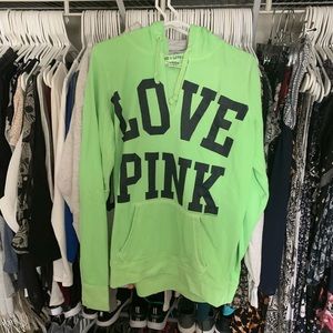 PINK Lime Green Pullover Hoodie